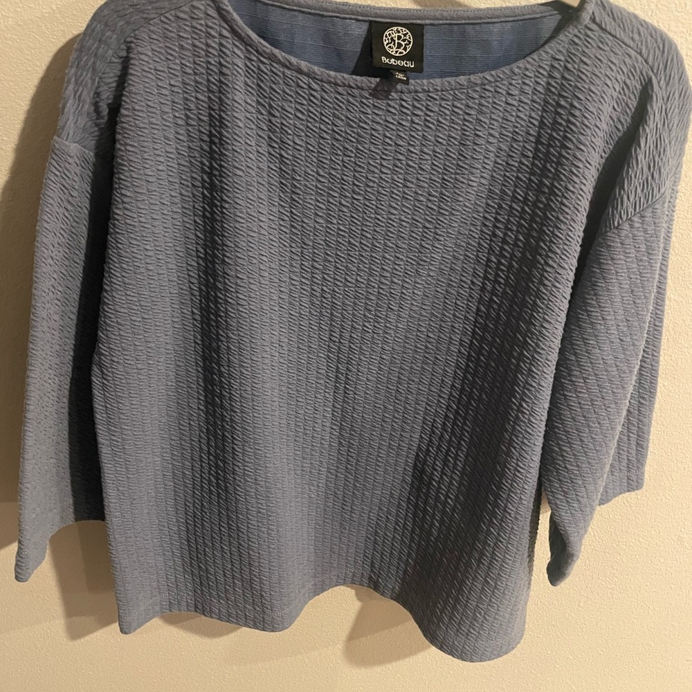 Bobeau Textured Knit Top‎ in Soft Blue Size Large
